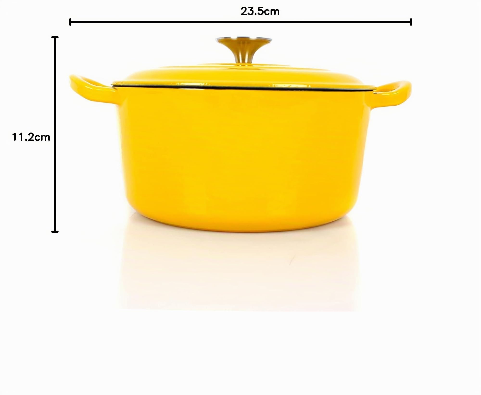 Cazuela de hierro fundido Echtwerk con revestimiento esmaltado, olla de hierro fundido, asador con tapa, panera redonda, apta para hornos, parrillas, barbacoa e inducción, amarillo, 3,5 L