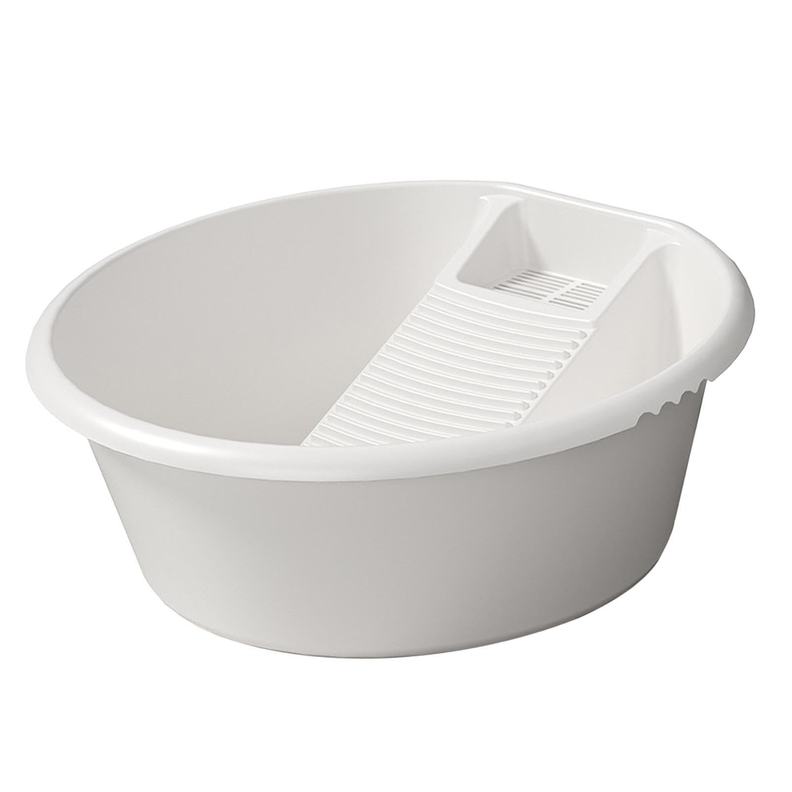 TWISAXC Versatile Cleaning Basin With Integrated Washboard For Efficient Washing Of Clothes And Baby Items Baby Clothes Washing Washboard Basin Manual, White, 18.50x18.89x7.48 inch