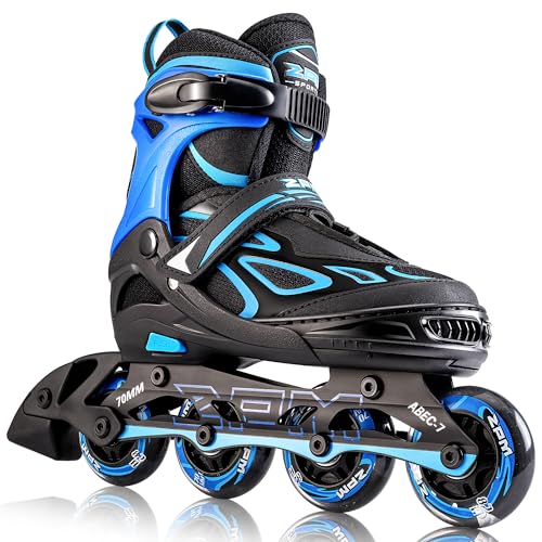 2pm Sports Adjustable Kids Inline Skates Inline Skates for Boys and Girls - Blue Large