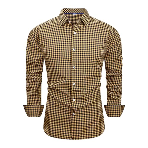 Camisa de cuadros para hombre ropa informal entallada de moda masculina multiestacional