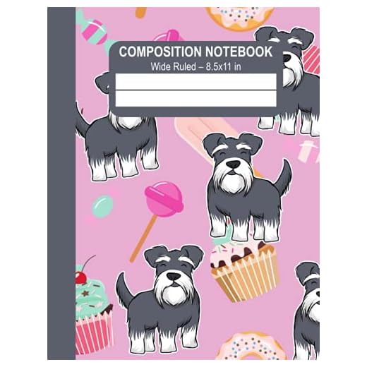 Composition Notebook Wide Ruled: 8.5x11 inches cute schnauzer, ice cream, donuts, lollipop, kawaii notebooks: Lined ruled paper sheets note book. ... 1 subject. Adorable puppy pet & fun in pink