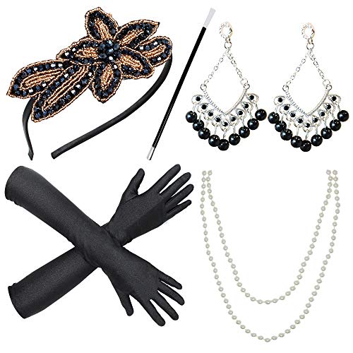 Spooktacular Creations 1920s Retro Timeless Old Hollywood Flapper Gatsby Accessories Set for Women Halloween Dress Up