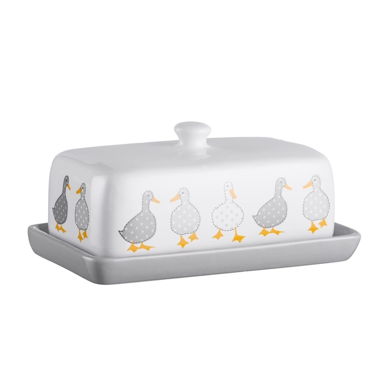 Price & Kensington 59.457 Madison Fine Stoneware Butter Dish with Lid, Porcelain, White, 17 x 11 x 8 cm