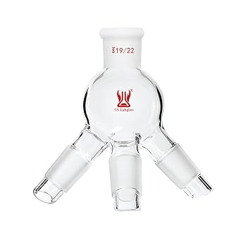 Glass Distillation Receiver, Cow Type Borosilicate Glass Distillation Receiver with 19/22 Joints for Short Path Head, Lab Glassware