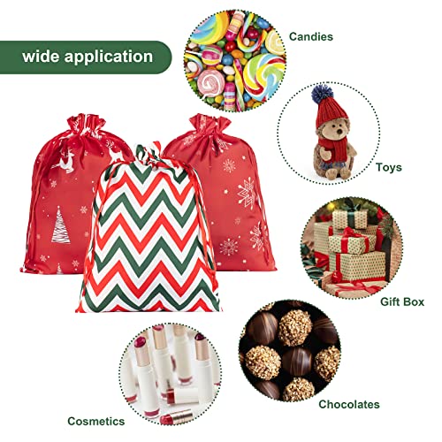 Florasea 89565 3 Pack 20X16 Inches Christmas Big Cotton Gift Bags With Drawstrings,Reusable Holiday Fabric Gift Bags,Christmas Giant Gift Bags Large Present Bags thumb #3
