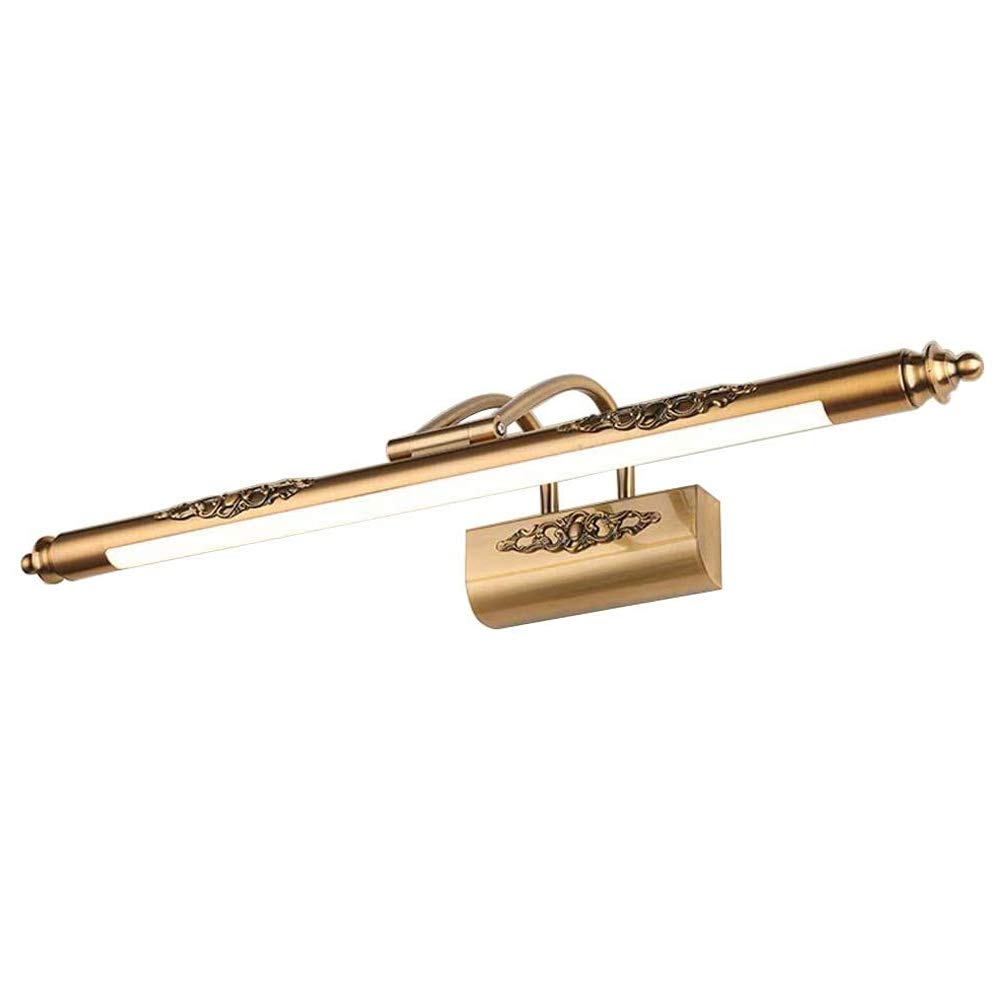 11W Antik Spiegellampe Spiegelleuchte Badezimmer LED Retro Verstellbar Badleuchte Vintage Metall Kupfer, Wasserdicht Retro Make-up Licht, Wände Spiegelschrank Schminkleuchte Natürliches Licht, D65cm