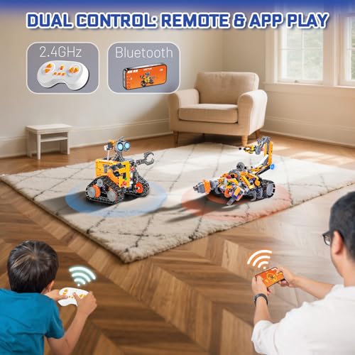 Robot Building Kit for Kids and Adults, 4-in-1 Rechargeable RC Robotics Kit with Remote & App Control, STEM Coding Toys & Science Projects, Birthday Gifts for Boys Ages 8-12+ (588 Pcs) - Image 3