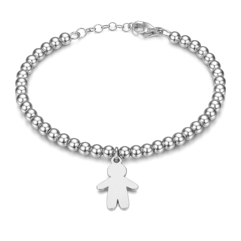 Bracciale Nascita Bimbo Maschietto Donna in Acciaio Inox Personalizzato con Incisione | Braccialetto Elegante Regolabile | Gioiello Futura Mamma Baby Shower Battesimo Regalo bcc2778