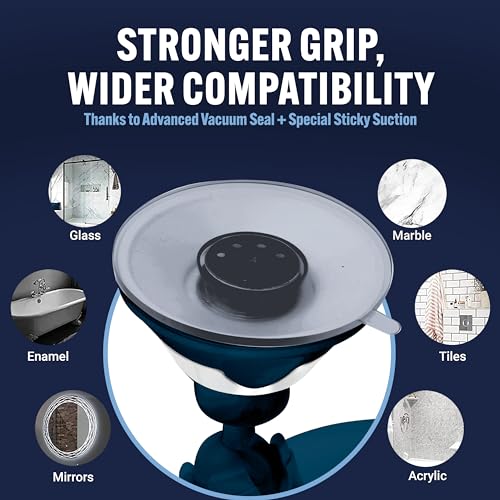 Image of MIRRORVANA Fogless Shower Mirror for Shaving with Upgraded Suction, Anti Fog Shatterproof Surface and 360 Swivel, 6.3 inch x 6.3 inch (Blue)