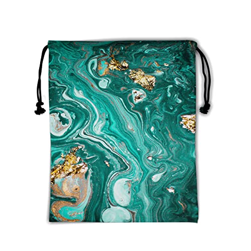 Teal Marble Gymnastics Grip - Gold Texture Grip Bags for Gymnasts - Marbled Art Gym Pouch - Water Resistant & Adjustable