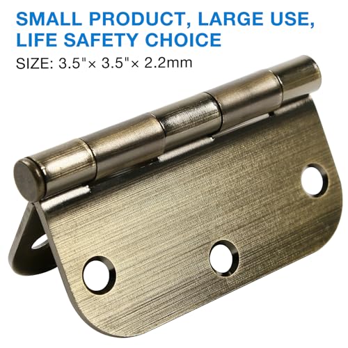 Image of 30 Pack Antique Brass Door Hinges 3.5 Inch Interior 3 1 /2 inch Round 5 /8 inch Radius Heavy Duty Metal Hardware Kit 3 inch 5 /8 inch Radius Flat Hinge for Bifold Doors Decorate Master Bedroom Storage Room