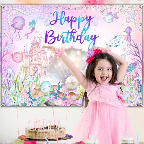 Fondo Fiesta Sirena 7x5ft Decoración Cumpleaños miniatura 5