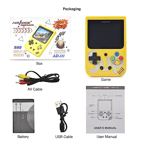 Image of Buzz Cool SUP Game Box 500 in 1 | Retro Hand Held Video Games for Kids | Rechargeable Gaming Console with TV Output | 500 Classic Games - Mario, Contra | Pocket Arcade | AD-111 Model (Assorted Colors)