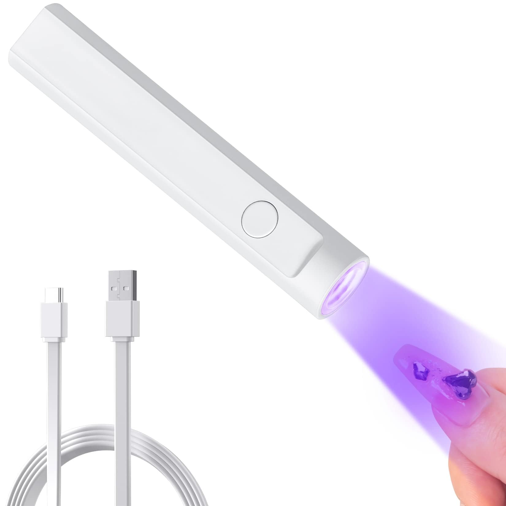 Red Square Mini UV Light for Gel Nails - Portable Mini Nail Lamp, Handheld UV Light for Nails Pen Shape Nail Dryer Led Light for Resin Curing With Type for Nail Home Salon (White)-image-40