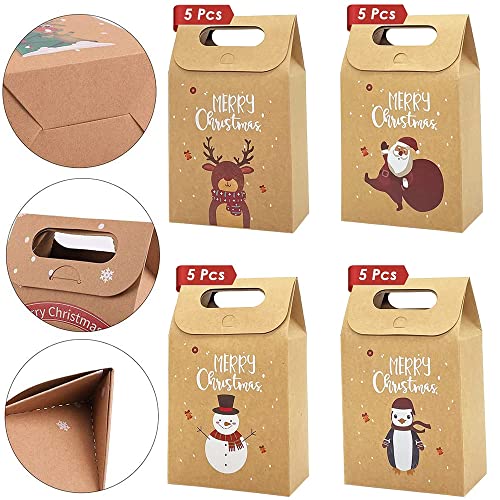 20 Pezzi Sacchetti Regalo Natale, Natalizi Manici