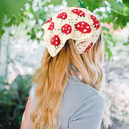 Image of DRESHOW Floral Crochet Hair Bandana Tie Knotted Headscarf Vintage Headband Knitted Head Kerchief for Women Girls