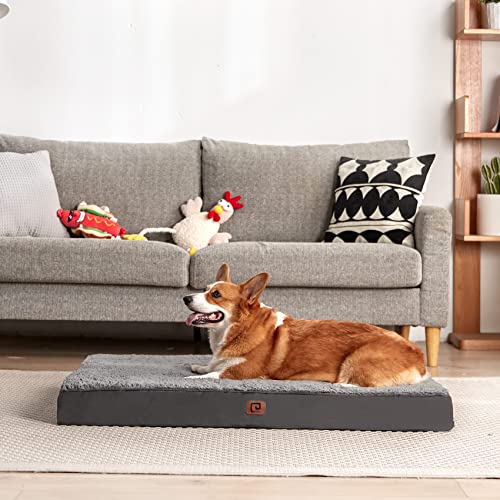 EHEYCIGA Orthopädisches Hundebett XXL Grosse Hunde 120x74x9cm, Hundekissen Waschbar Flauschig, Hundematte Hundematratze für Kiste, Grau
