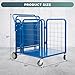 Yeeoy Steel Stock Cart Hand Truck with Side Walls, Heavy Duty Foldable Industrial Utility Dolly Portable Panel Trolley with 360° Swivel Wheels for Garage Warehouse Factory丨750 Lbs Capacity, Blue