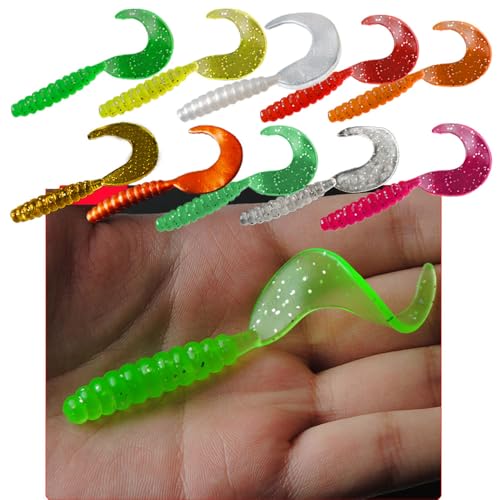 Senvenelec 30Pcs künstlicher Köder, biomimetisches weiches Silikon künstliche Regenwürmer, Big Roll Tail Fischköder, Angelköder, simulierte Würmer, Starke Versuchung gefälschte Würmer.