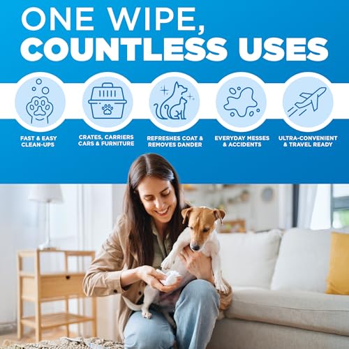 Image of POOPH Pure Wipes - 100 Count Pack - Gentle, Fast Odor Elimination - No Fragrances, No Harsh Chemicals - Cleans Paws, Butt, Ears, Face, Fur - Perfect for Cars, Crates, All Surfaces