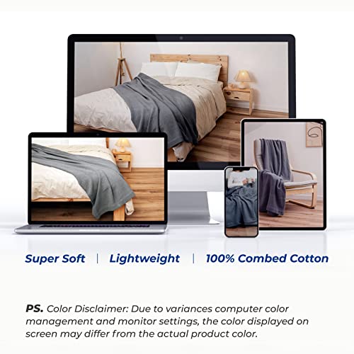 Thread Spread 655471375739 100% Pure Cotton, Luxury King/California King Size White Blanket thumb #6