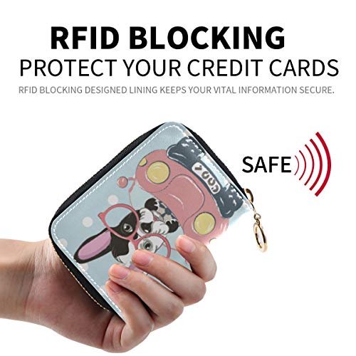 MOYYO RFID Credit Card Holder Case Funny Dog Leather Printed Zipper Card Case Wallet for Women Girls2