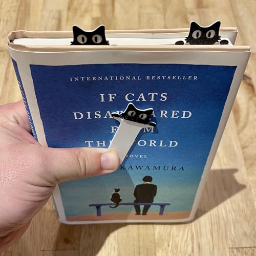 Image of Set of 6 Cute Cat Bookmarks for Cat Lovers - Peekaboo Black Cat Design with 3 Large & 3 Small Bookmarks | Fun Gift for Readers, Kids, Students | Eco-Friendly Bioplastic