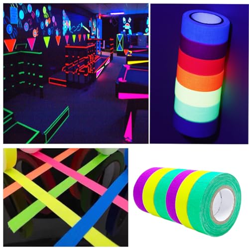 Image of Green Gaffer Tape Spike Tape Fluorescent Green Neon Gaffer Tape Black Light UV Reactive Tape 0.6 inch x 32 feet for Party Stage Color Coding Art Crafts