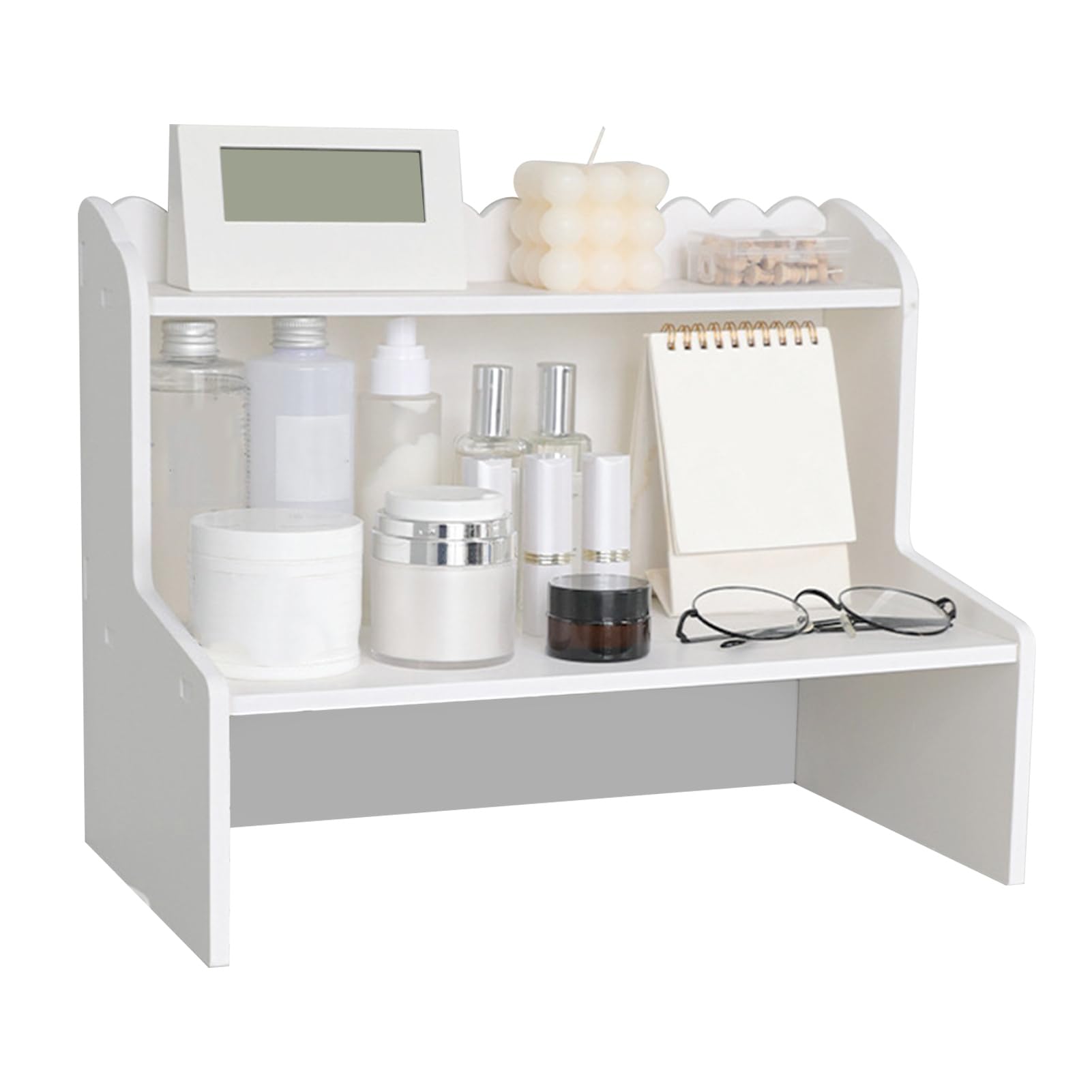 Scaffale da scrivania in legno, multi strato, mini libreria organizer per cosmetici (L)