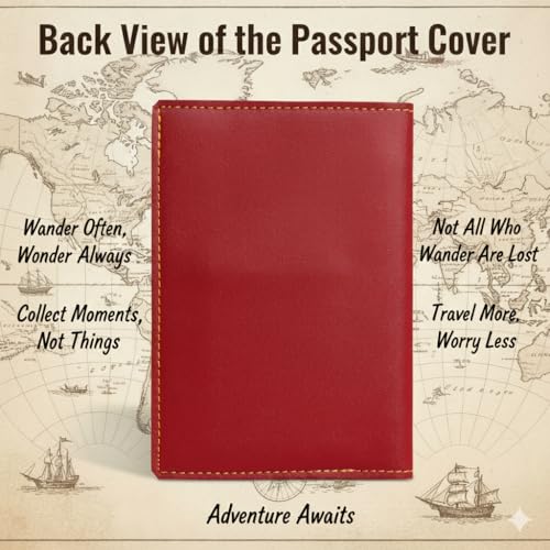 Image of Personalised Name & Charm Leather Passport Cover Holder for Men & Women (Red Color) | Gifts for Women | Gift for Man | Return Gifts for Birthday | Passport Cover for Men