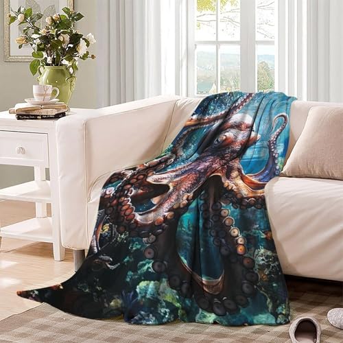 Couverture pieuvre 180x200 cm plaid super doux et chaud pour lit et canapé - 4