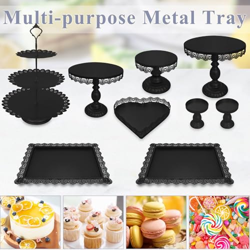 JALANCY Set of 9 Cake Stands Metal Cupcake Stand Set Multiple Styles Candy Fruit Display Tower Dessert Plate Cake Serving Tray for Birthday Party Wedding Anniversary Baby Shower Engagement - Image 7