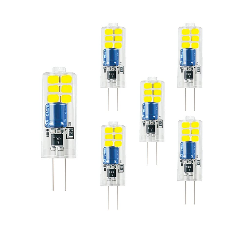 BANGSHUO G4 LED Bulbs, 2 W, LED Replacement, 20 W Halogen Bulbs, Cold White, 6000K, 200 Lumens, AC 220-240 V LED Lights, G4 LED Bulb, Not Dimmable, Pack of 6