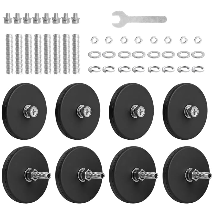 8 Stück Neodym Magnete Gummiert,43mm Magnete mit Gewinde, mit M5 Schrauben und Muttern, 12kg Haftkraft,für Fahrzeuge, Lampen, Instrumente und Geräte, Befestigen Von Werkzeuge