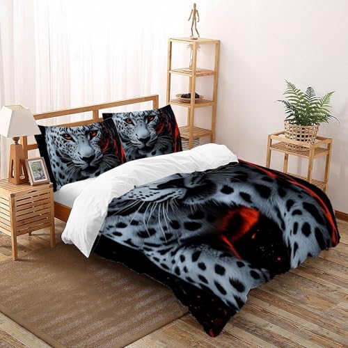 Housse de couette léopard rouge en microfibre pour un nid douillet et coloré