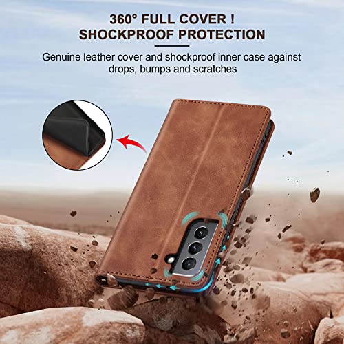Image of Jasonyu Flip Wallet Case for Samsung Galaxy S21 5G,Brown