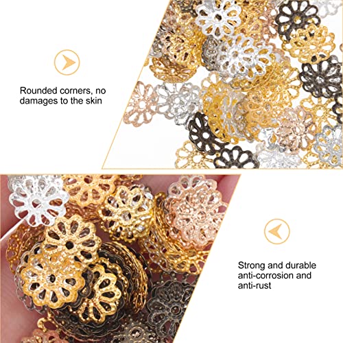 Amosfun 2Bags Flower Hollow Out Bead Caps Flower Bead End Caps Bracelet DIY Crafts Filigree Flower Caps Spacer Loose Bead Caps for Bracelet Necklace Earring Jewelry Crafts Making - Image 4
