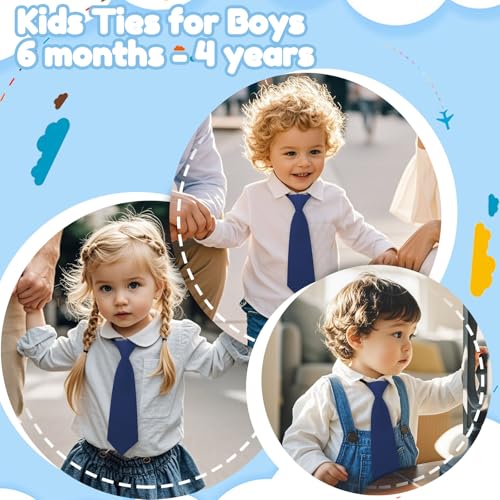 Tie for Boys Kids, 8.66" Toddler Ties Adjustable Pre-Tied Necktie for Baby Infant Uniform Shirt Wedding Party3