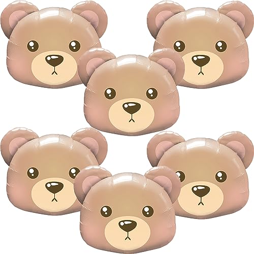 6Pcs Bear Head Foil Balloons - Animal Helium Balloons for Jungle ...
