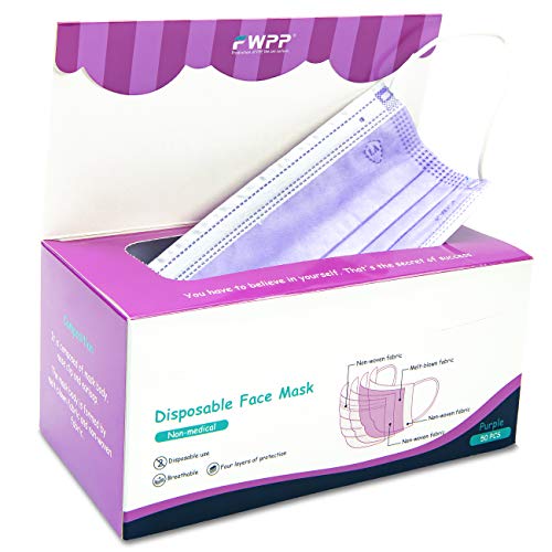 FWPP 4 Layer Earloop Disposable Face Masks 50 pcs Taro Purple