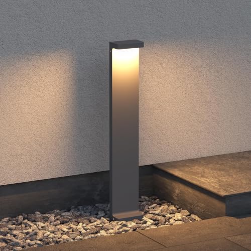 Mai & Mai Lampione da Giardino 3000K, Luminoso da Giardino IP65 Paletti Esterni Led 10X6X60cm in Alluminio per Giardini, Parchi, Aree Residenziali e Ingressi LumaTorch, Sabbia grigio scuro