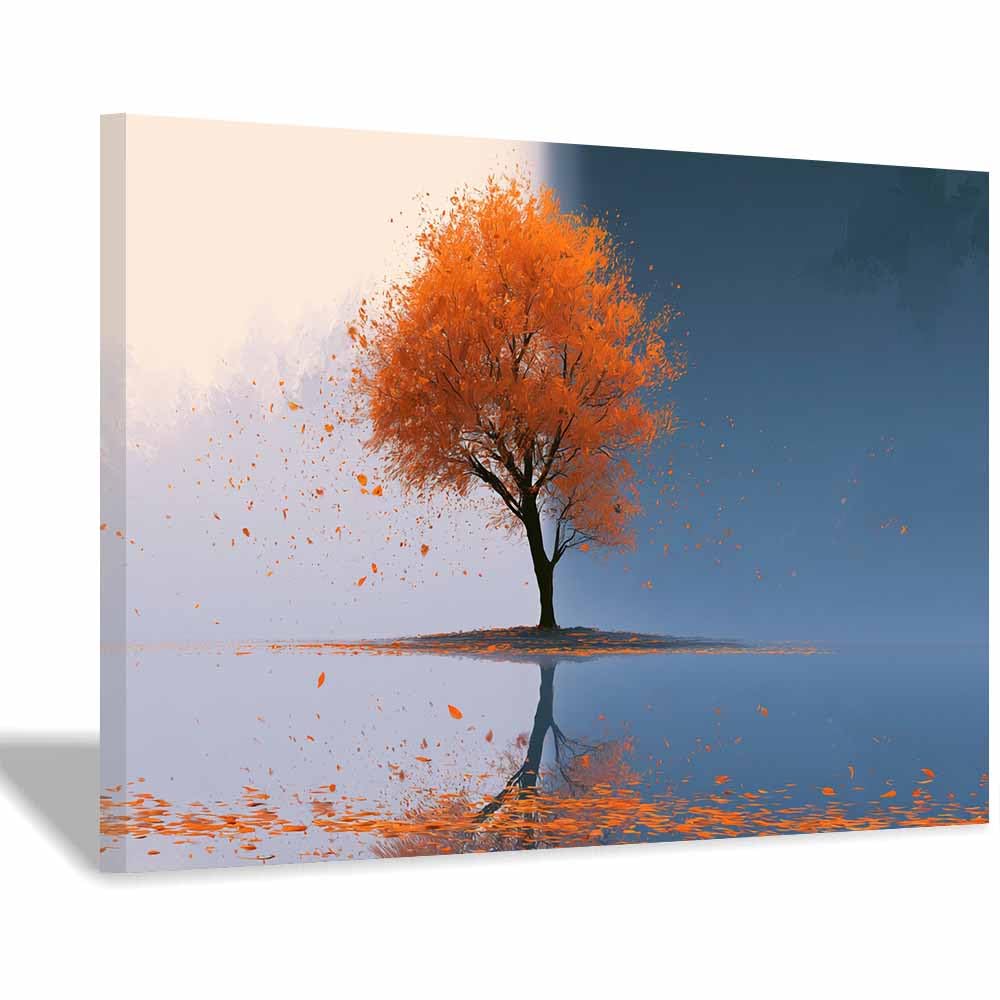 XENIOU Tree Of Life Golden autumn tree art prints, decorative paintings, for Living Room Bedroom Office Home Wall Decor.(Multicolor)-60x90cm Framed