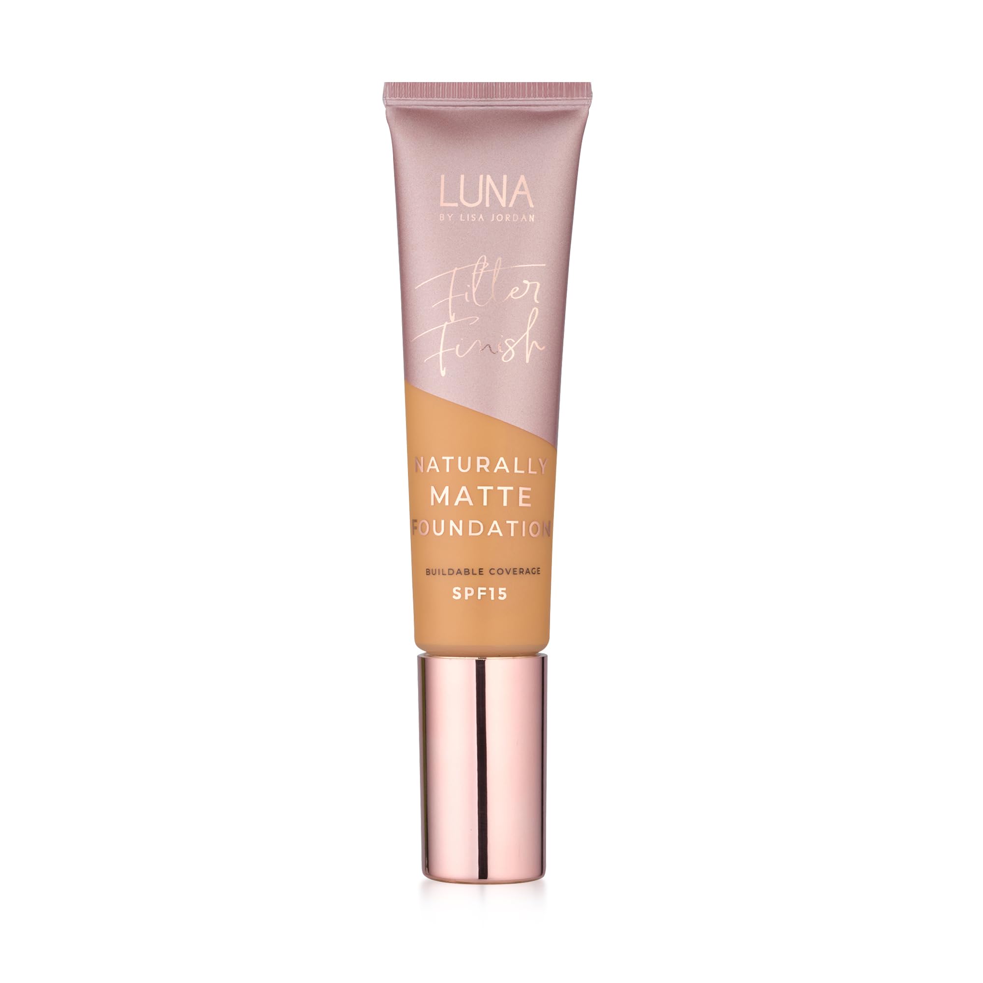 LUNA Matte Foundation in TAN PLUS Shade, Contains Vitamin E and SPF15, Oil-Free Face Foundations with Golden Undertone