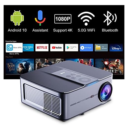 Smart Projector 4k Supported, Artlii Play3 Native 1080P 5G WiFi Bluetooth Projector, Android TV 10, Google Voice Assistant, Outdoor Movie Projector Compatible with iOS, Android, TV Stick, Laptop
