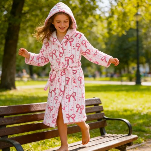 Image of Boys Girls Bathrobes,Toddler Boy Girl Robes,Children's Plush Soft Coral Fleece Hooded Pajamas Sleepwear for Kids