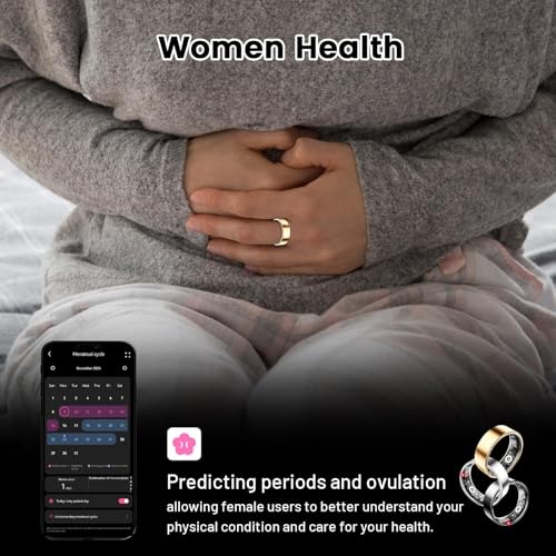 Image of FAHKNS Smart Health Ring for Women Men: Fitness Tracker Ring with Heart Rate,Blood Oxygen,Sleep Monitor,Stress,Steps Counter,IP68 Waterproof for iOS & Android,No APP Fees (Enamel,6#)