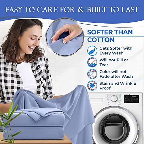 Decolure 100% Organic Bamboo Sheets Set 4 Pcs - Luxury Smooth Full Size Sheet Set Bamboo W/Deep Pocket - Cool And Silk Soft Bamboo Sheets For Full Size Bed, Cooling Full Bed Sheets (Light Blue) #TOP3