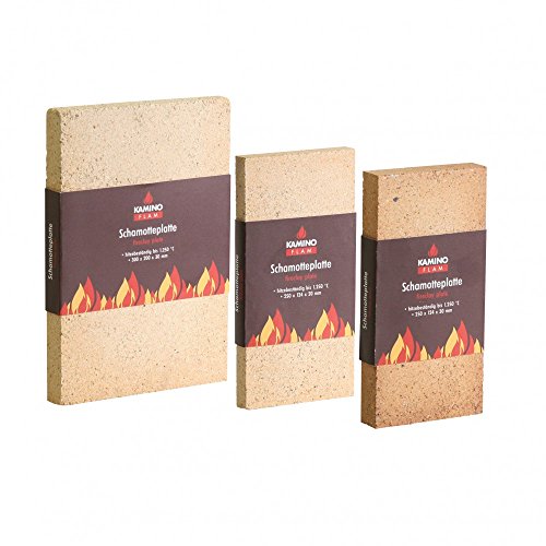 Kamino-Flam KaminoFlam 333301 Schamotteplatte - hitzebeständig bis 1250 Grad , 250x124x20 mm ,, Braun / Beige