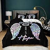 DOATS Colorful Angel Wings Halo Comforter Cover Set Angelic Feathers Wing Bedding Sets for Kids Girls Boys, Beautiful Feather 3 Pcs Decorative Comforter Cover, with 2 Pillow Cases (2,Queen)