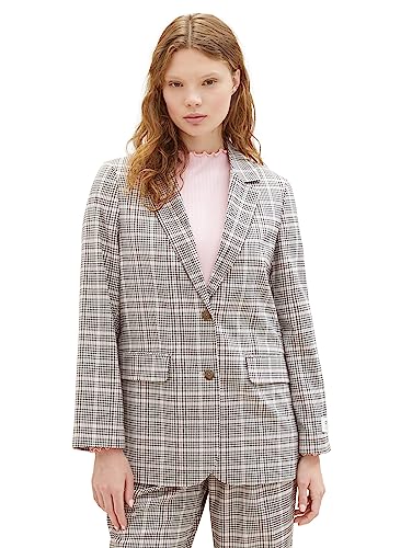 Blazer Ample Tom Tailor Denim avec Motif à Carreaux Style Décontracté pour Femme